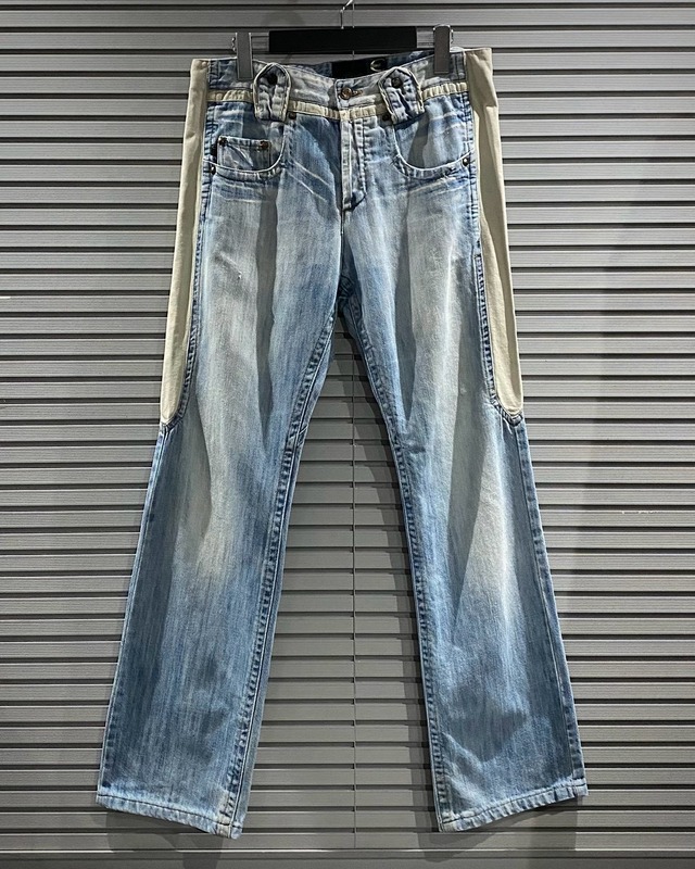 【X VINTAGE】“Just Cavalli” Switching Design Fade Color Vintage Flare Denim Pants