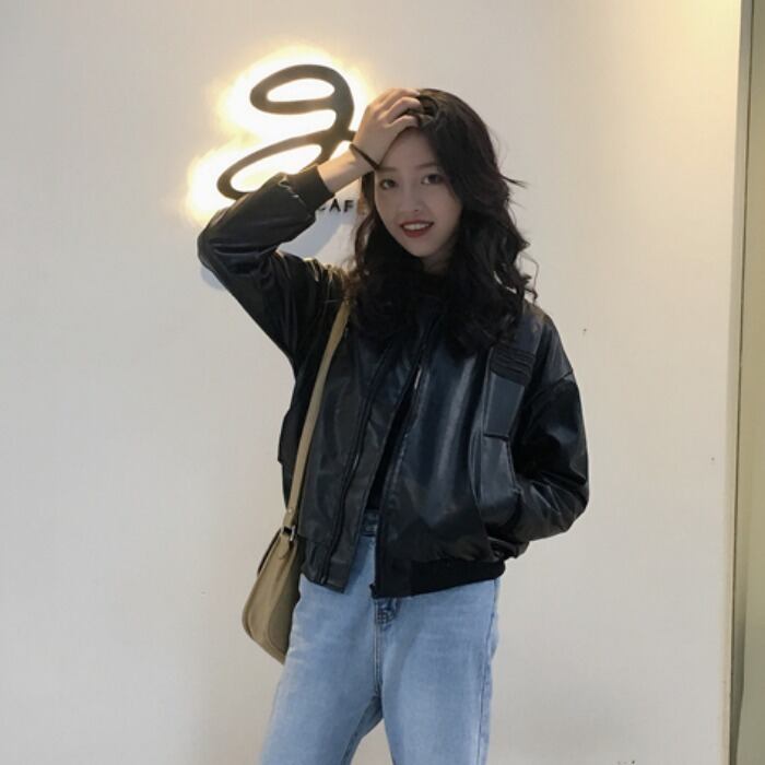 2020年秋新作アウターウェアルーズベースボールユニムジャケットレザージャケットレディース半袖トップス 1号婦人48989464811