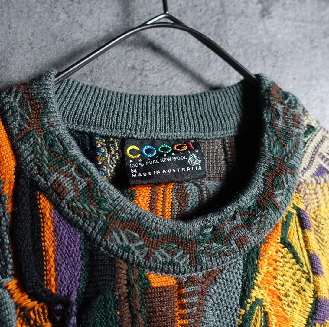 希少 coogi クージー 3dニット マルチカラー S メンズ 90s AU製