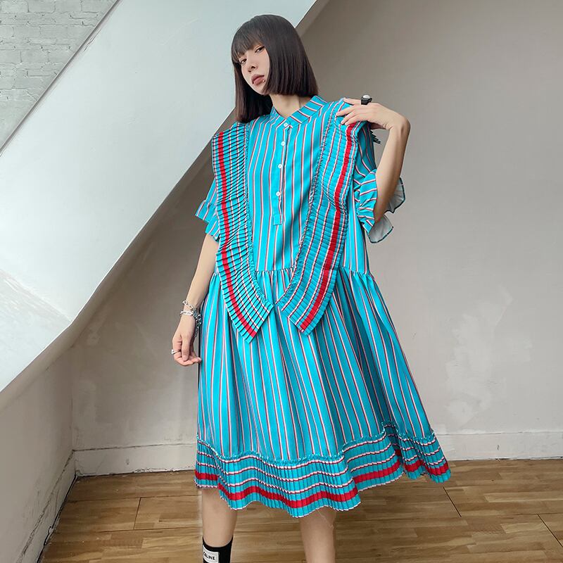 ストライプドレス サマースタイルルーズ薄手アドバンススカート 夏物 ラブタオタオダレンハウス18893746174