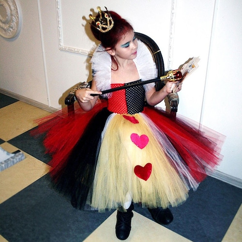 ハロウィン 仮装 コスプレ 衣装 ハロウィンコス 子供 女の子 キッズ 不思議の国のアリス ハートの女王 ワンピース チュチュワンピース ノースリーブ パーティー クリスマス イベント 女王 お姫様 プリンセス