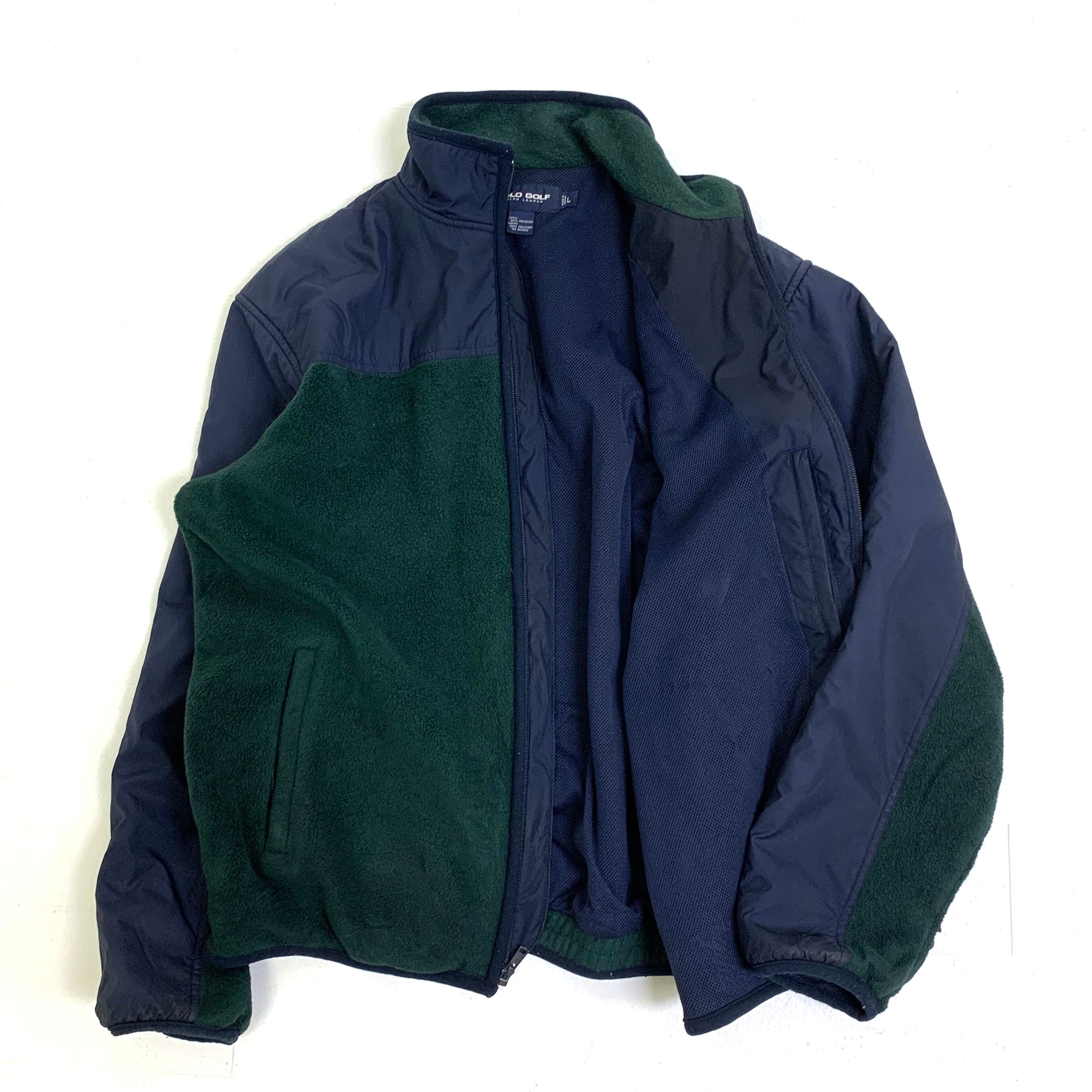 2000's POLO GOLF fleece jacket ネイビー×グリーン フリース