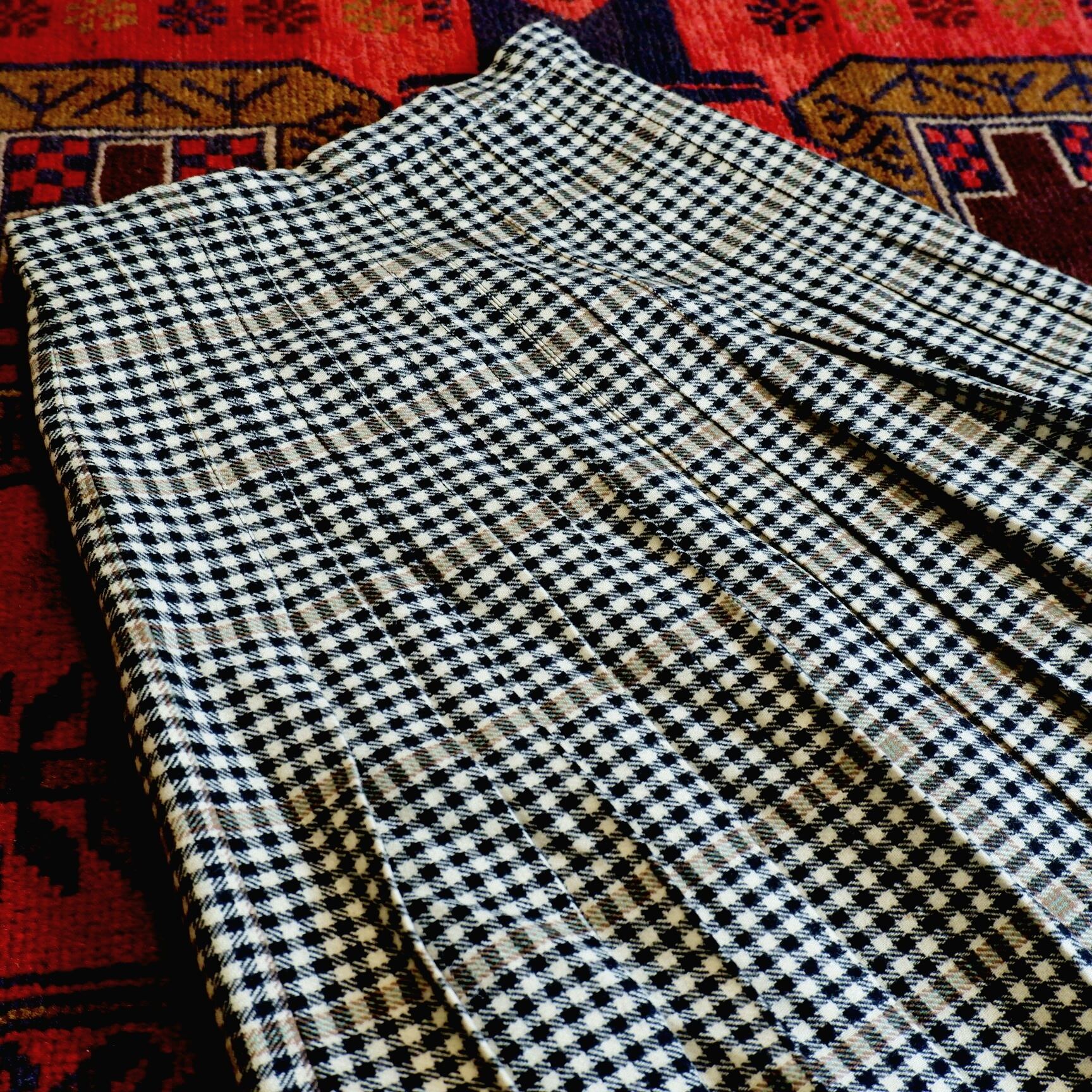 vintage ウール プリーツ スカート チェック