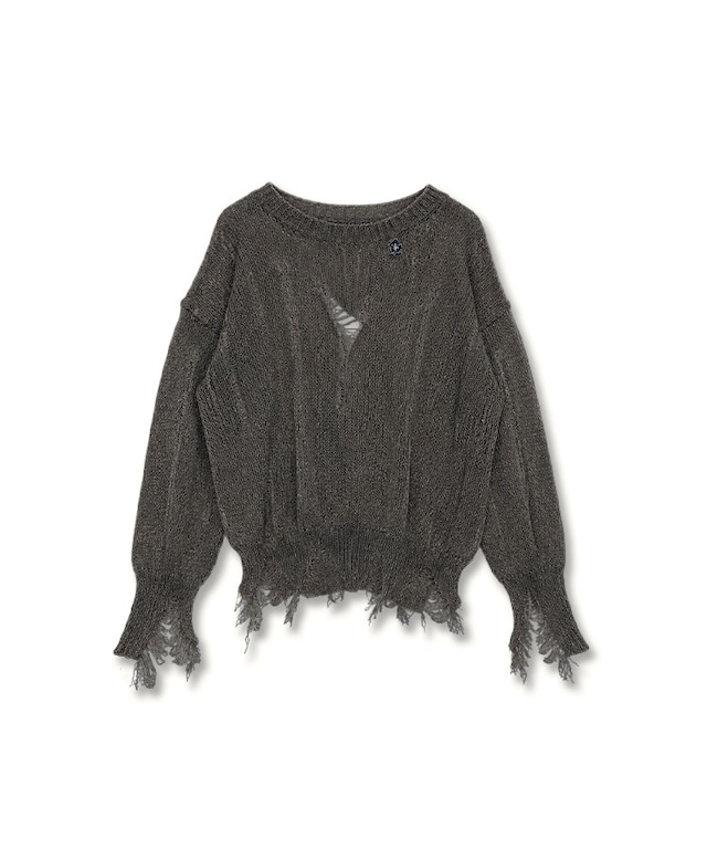 【直営限定ITEM】ローゲージダメージニット (GRAY)　CQ-49013H