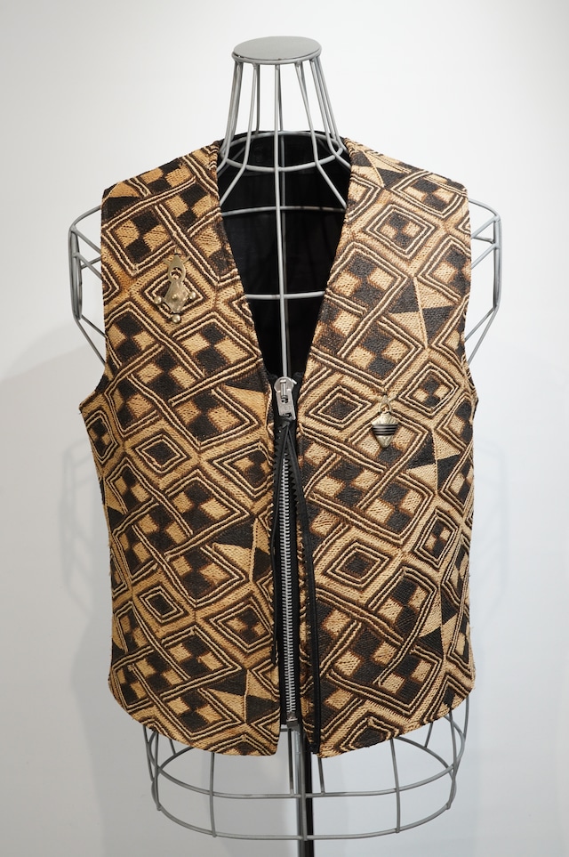 eofm  / African Kuba Cloth Horse Leather Vest