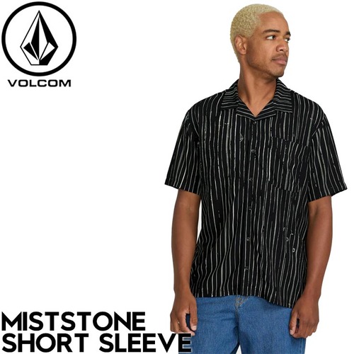 半袖シャツ VOLCOM ボルコム ヴォルコム MISTOSTONE SHORT SLEEVE A0422501 BLACK WHITE 日本代理店正規品L