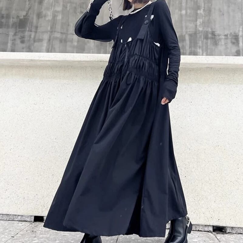 Gathered zipper jumper one piece V2271