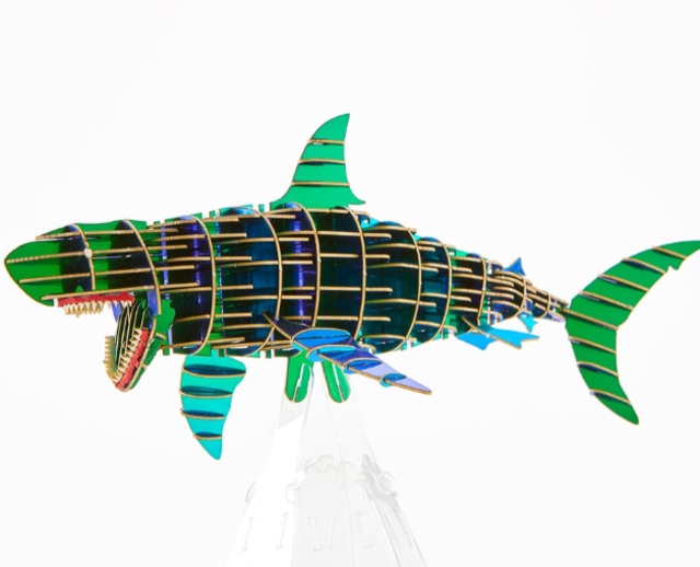 PazuMe）U3830 DXほおじろざめ(MOVE)グリーンメタル 3D立体ペーパーパズル