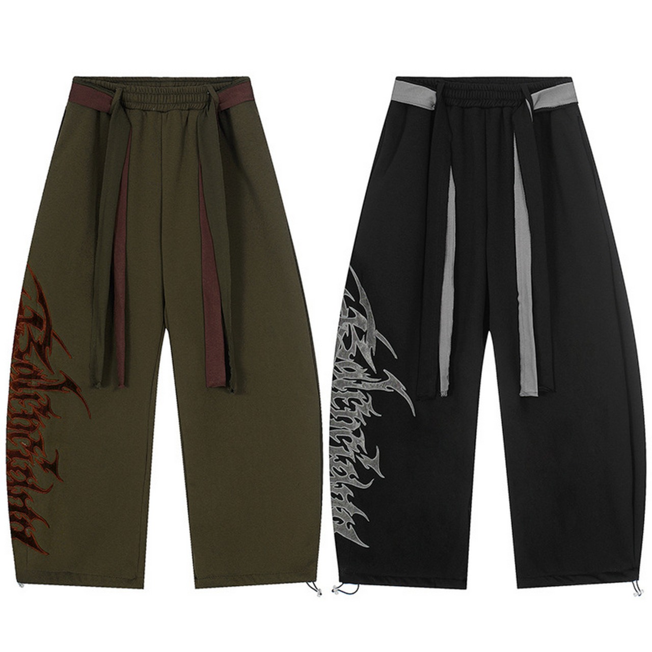 ストリート  裏起毛 ゴシックレタリング刺繍 スウェットパンツ P382