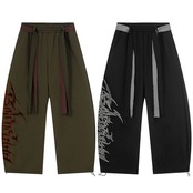 ストリート  裏起毛 ゴシックレタリング刺繍 スウェットパンツ P382