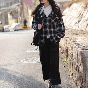 hooded check shirt　J00362