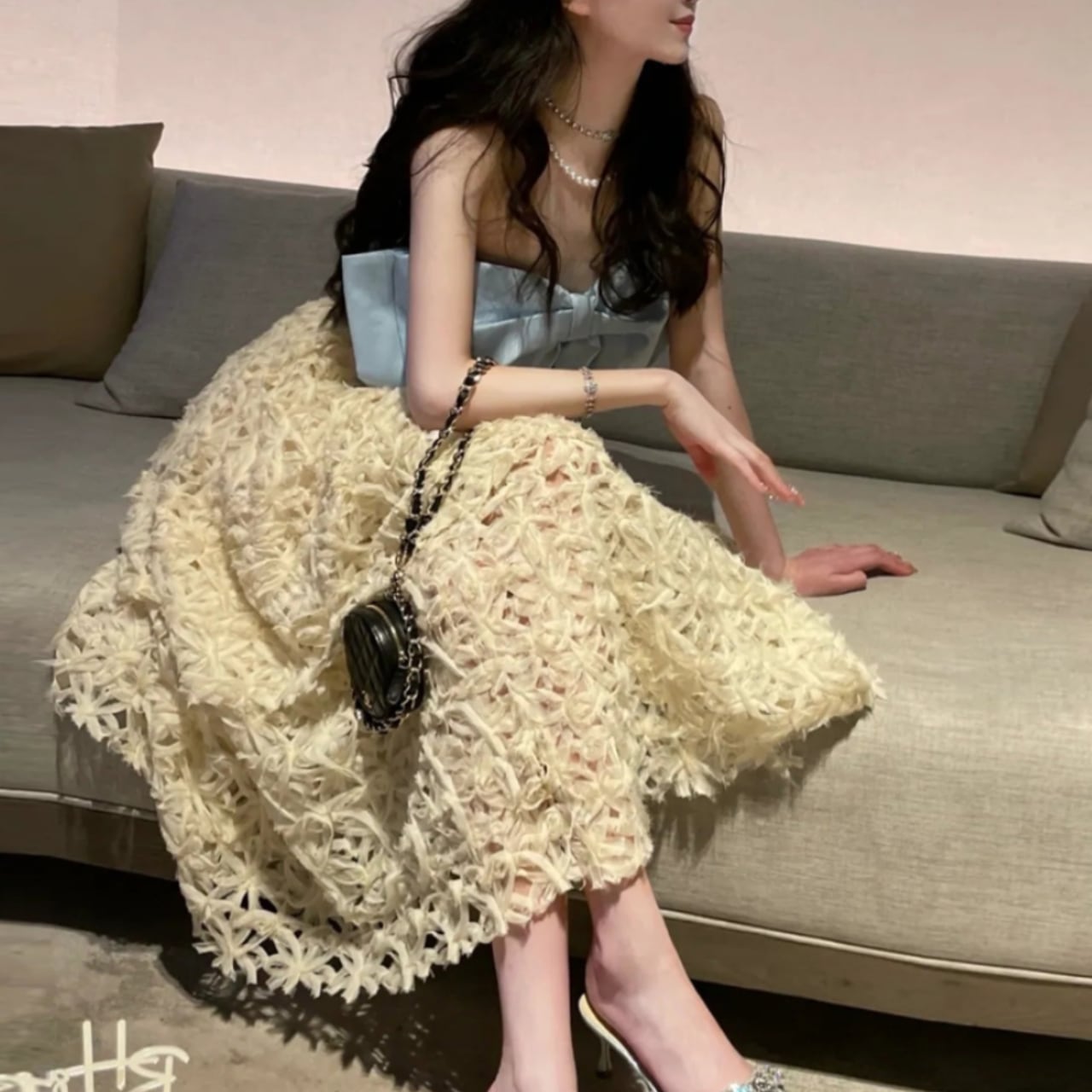 フローラル エンブロイダリー スカート B37