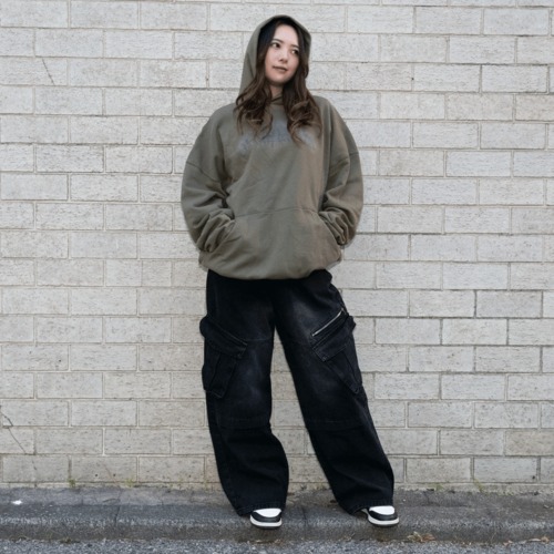 GINRHYMES/"HORROR  ROGO"HOODIE/KHAKI