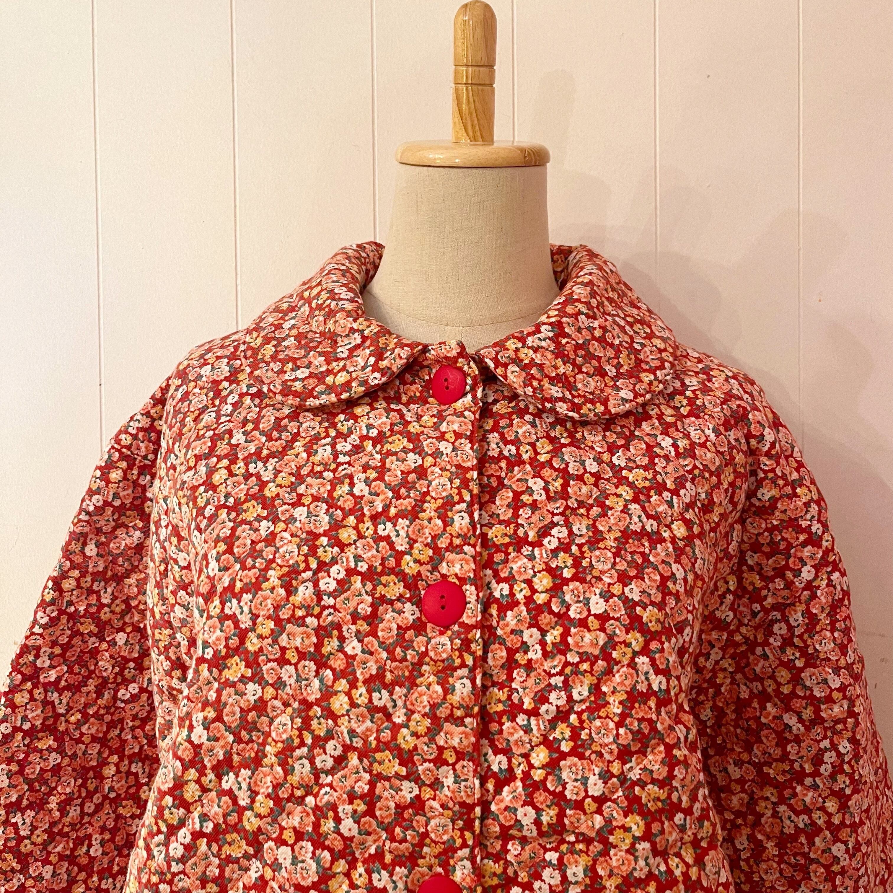 red flower quilting coat