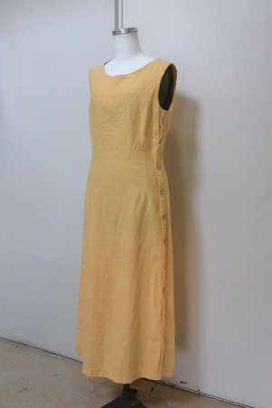 70s Euro cotton linen sleeveless one-piece