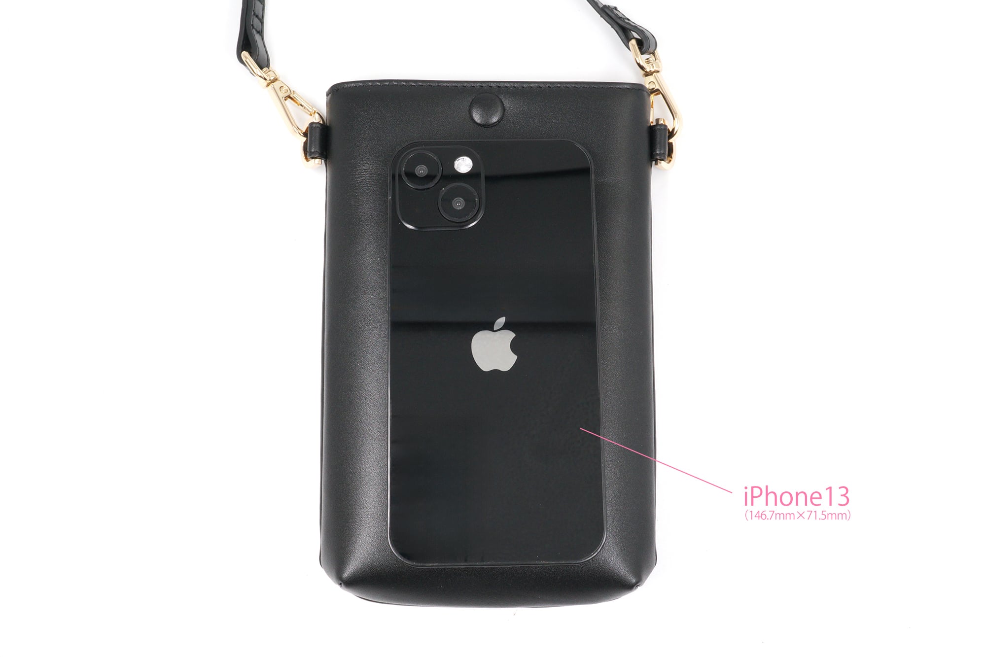 More Strawberries Collection】スマホショルダー（赤いちご／ブラック