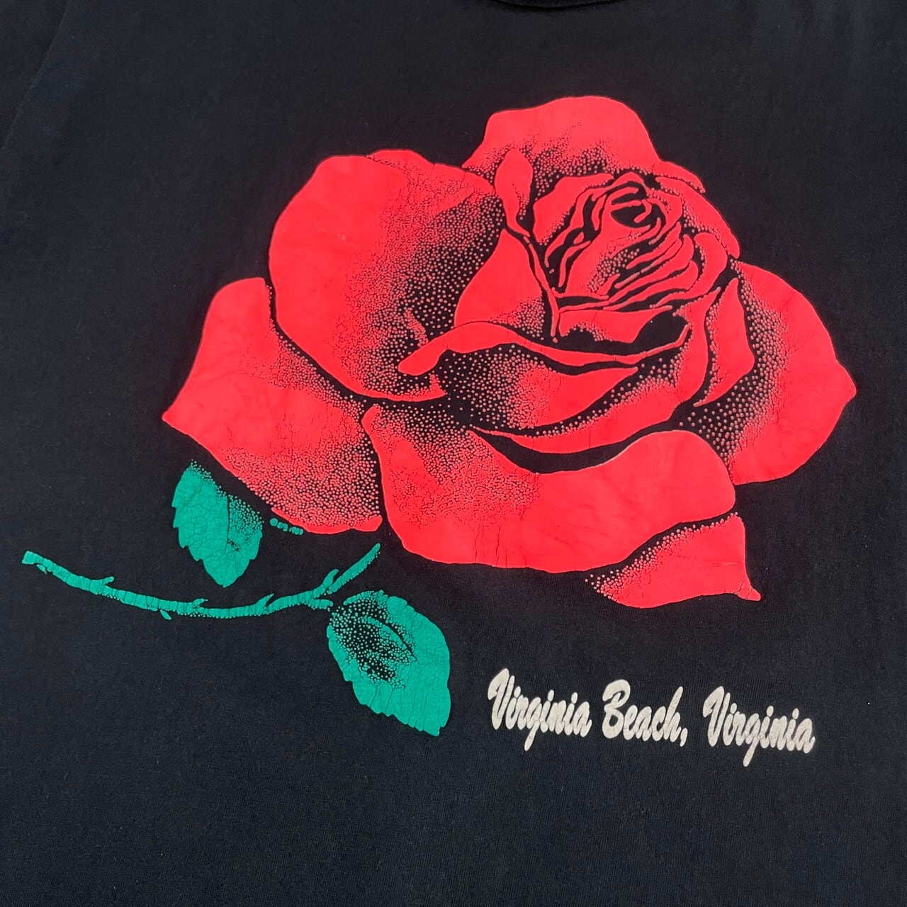 90年代 USA製 薔薇 フラワー アート 発泡プリントTシャツ メンズL 古着