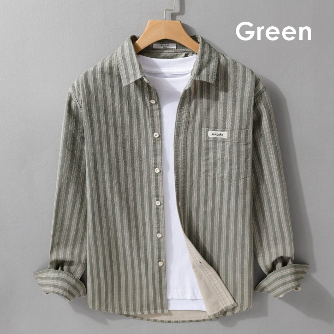 【M-3XL】Vintage Stripe Long Sleeve Shirt / ヴィンテージ ストライプ 長袖 シャツ