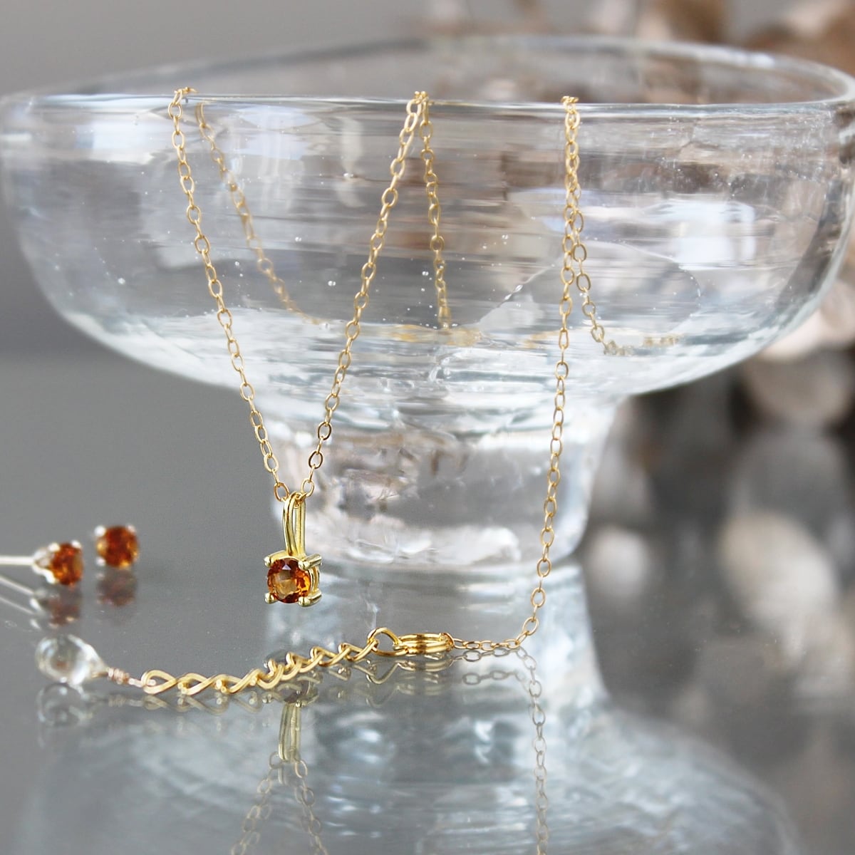 希少石｜マデイラシトリンのひと粒ネックレス 4mm｜14Kgf | Bear's Jewelry