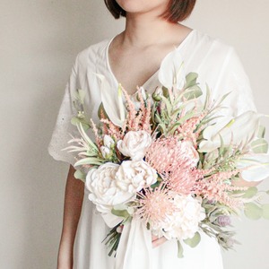 Pink×White Sweet Bouquet＆Boutonniere