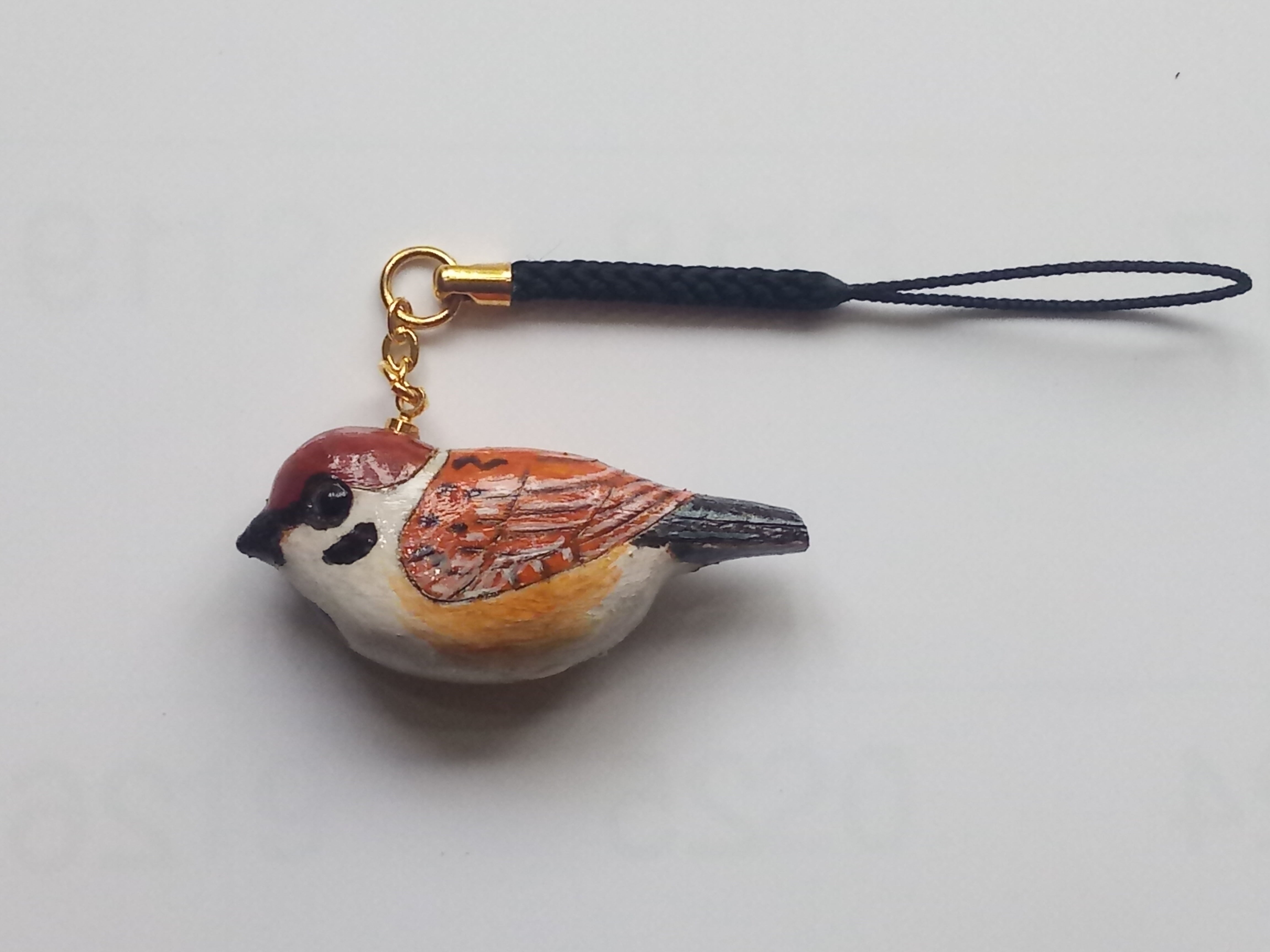 ストラップ スズメ（ミニ・ミニ）【木彫品】 | 木彫とやま BASEネット