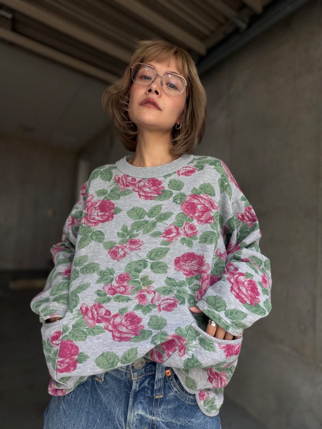 （CS2545）Rose print sweat made in Italy