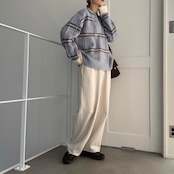チェック柄スキッパーモヘアタッチknit/ペールブルー