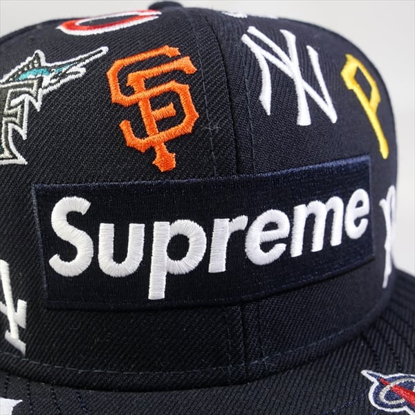 supreme cap ネイビー 7-3/8 美品 newera キャップ 紺