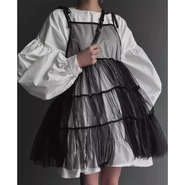 Sheer Mesh Layered Cami Dress(CF015)