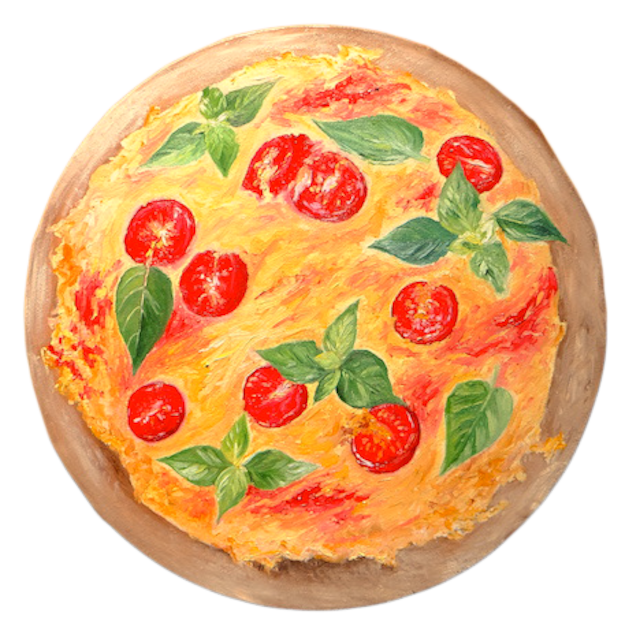 油絵 油彩 油彩画 絵 絵画 円形【ピザ】 pizza<油絵> | Daria Fujino Art