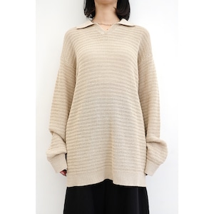 [Blanc YM] (ブランワイエム) BL-23S-SKS Skipper Knit Shirt (Beige)