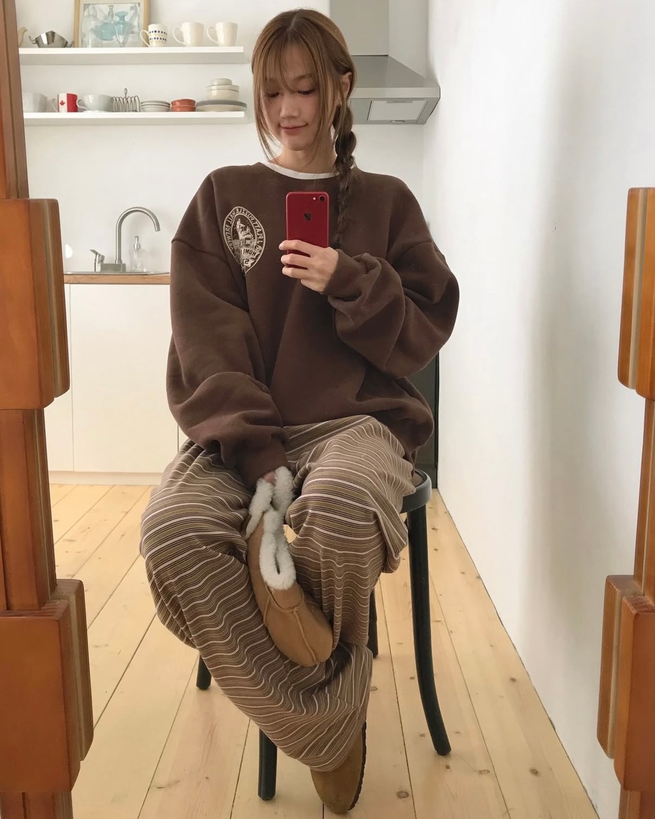 calm oversized circle print sweat shirt <2color>