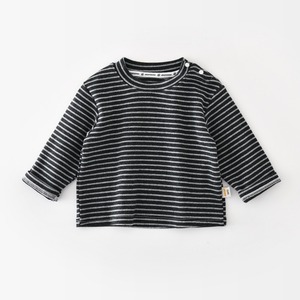 【73-120】秋ストライプTシャツ肩ボタン開きコーディネート男の子 ベビー キッズ