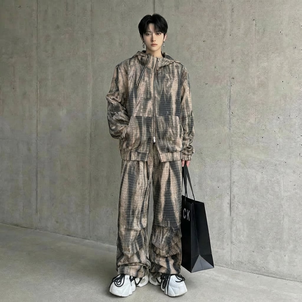 グラフィティーグラデーション フードジャケット&パンツ セットアップ 2カラー D10641