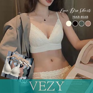 ノンワイヤー ブラジャー ショーツセット セクシーランジェリー セットアップ レース 可愛い ブラショーツ 上下セット 谷間 セクシー胸元 脇高 ブラ 美胸 四季 下着 アンダーウェア VEZY ベジー ItemNo.【17571008】