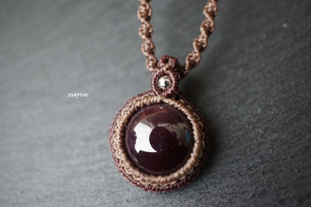 4条スター☆スターガーネットのマクラメネックレス【紐色チェンジ可】