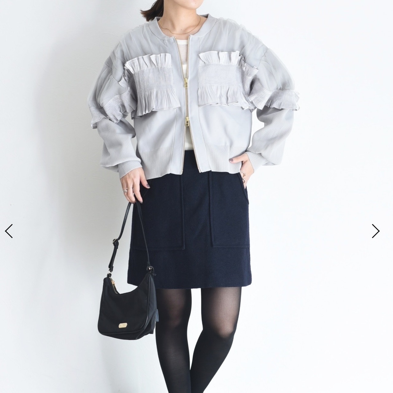 エイミーロウ　eimeelaw　Eimee Law　シャーリングフリルニットブルゾン