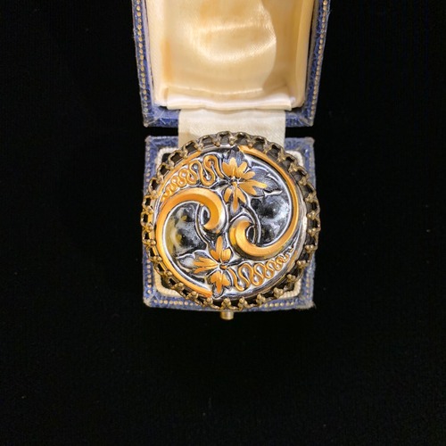 Botanical pattern round glass big ring