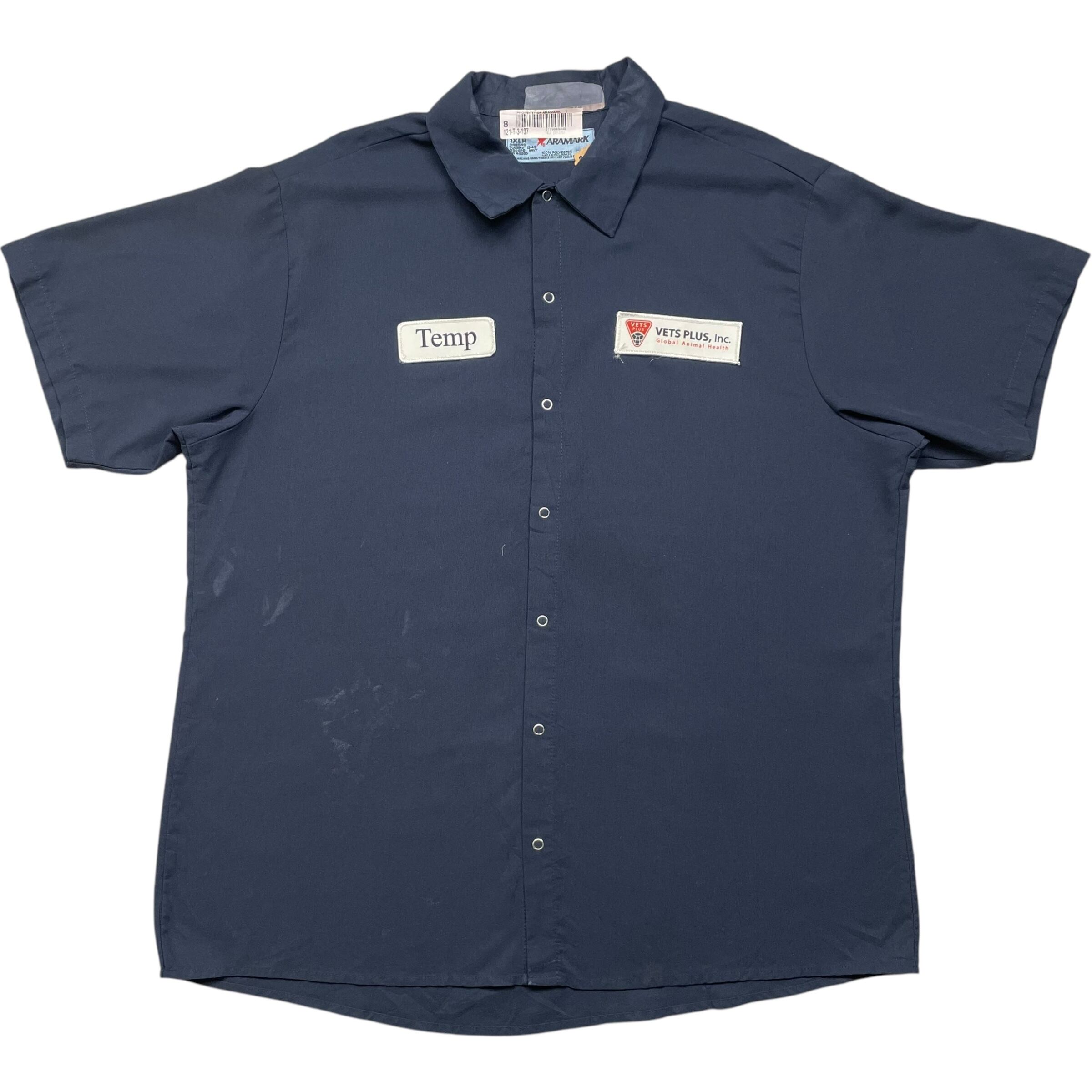 《XL》 ARAMARK 半袖シャツ ワークシャツ ネイビー ワッペン 企業ロゴ no.6630