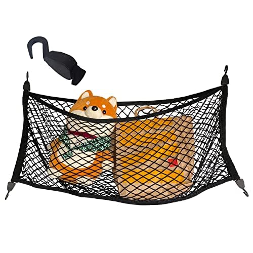 VEHIRIEラゲッジネット 2層 40X110CM トランクカーゴネット エンベロープスタイル マルチユース ネットポケット ラテックス素材 ABSフック 収納 伸縮性強い 安全な保管 荷崩れ防止 落下防止 取付簡単 アウトドア キャンプ 車載収納 …