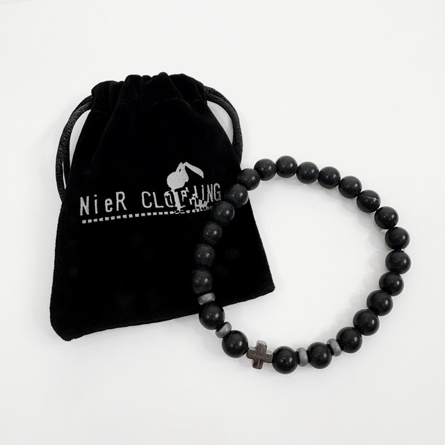 ジュエリーポーチ付き☆BLACK STONE CROSS BRACELET