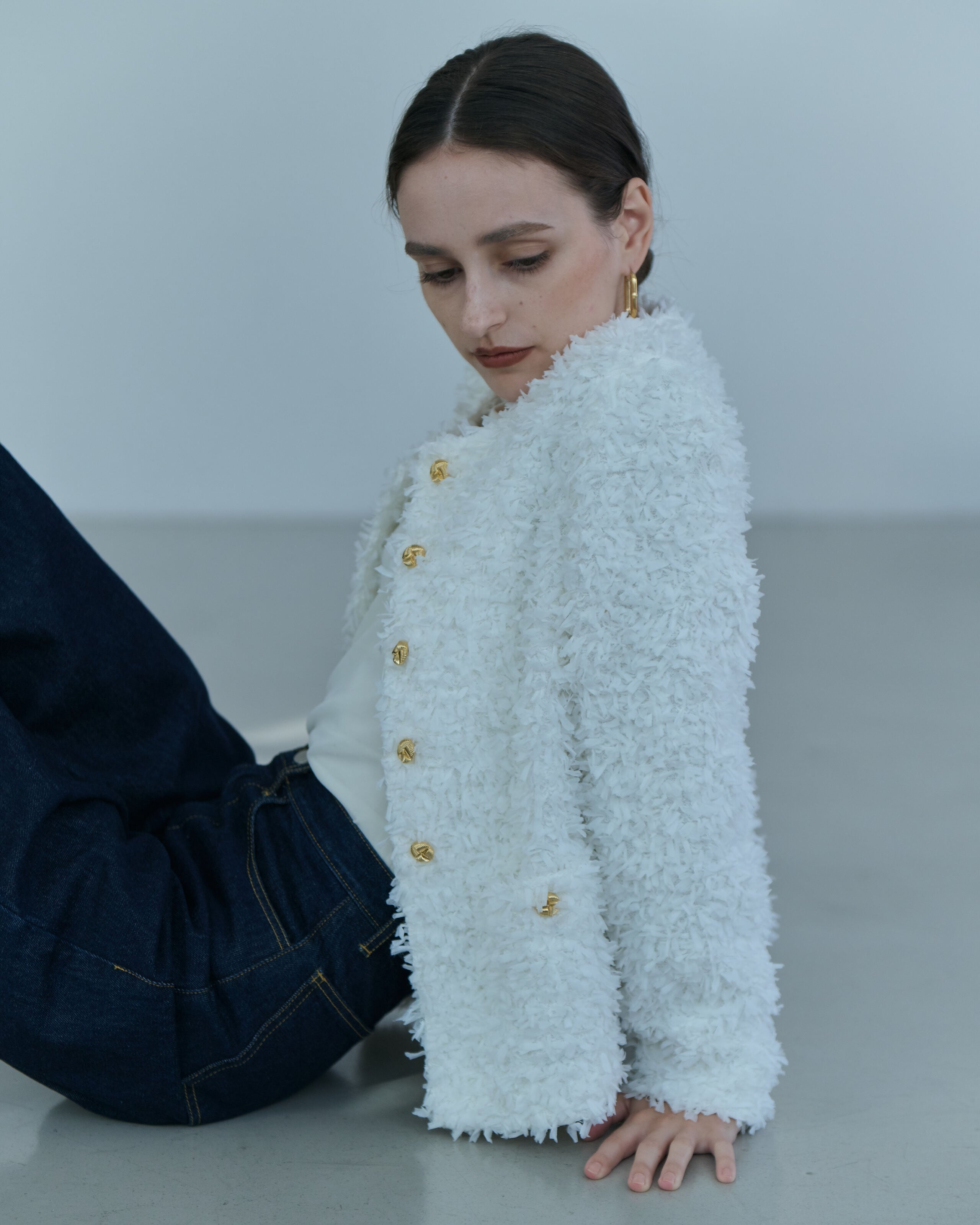 BLUELEA ブルレア Tweedy cardigan Jacket 黒 Tweedy cardigan Jacket | Bluelea