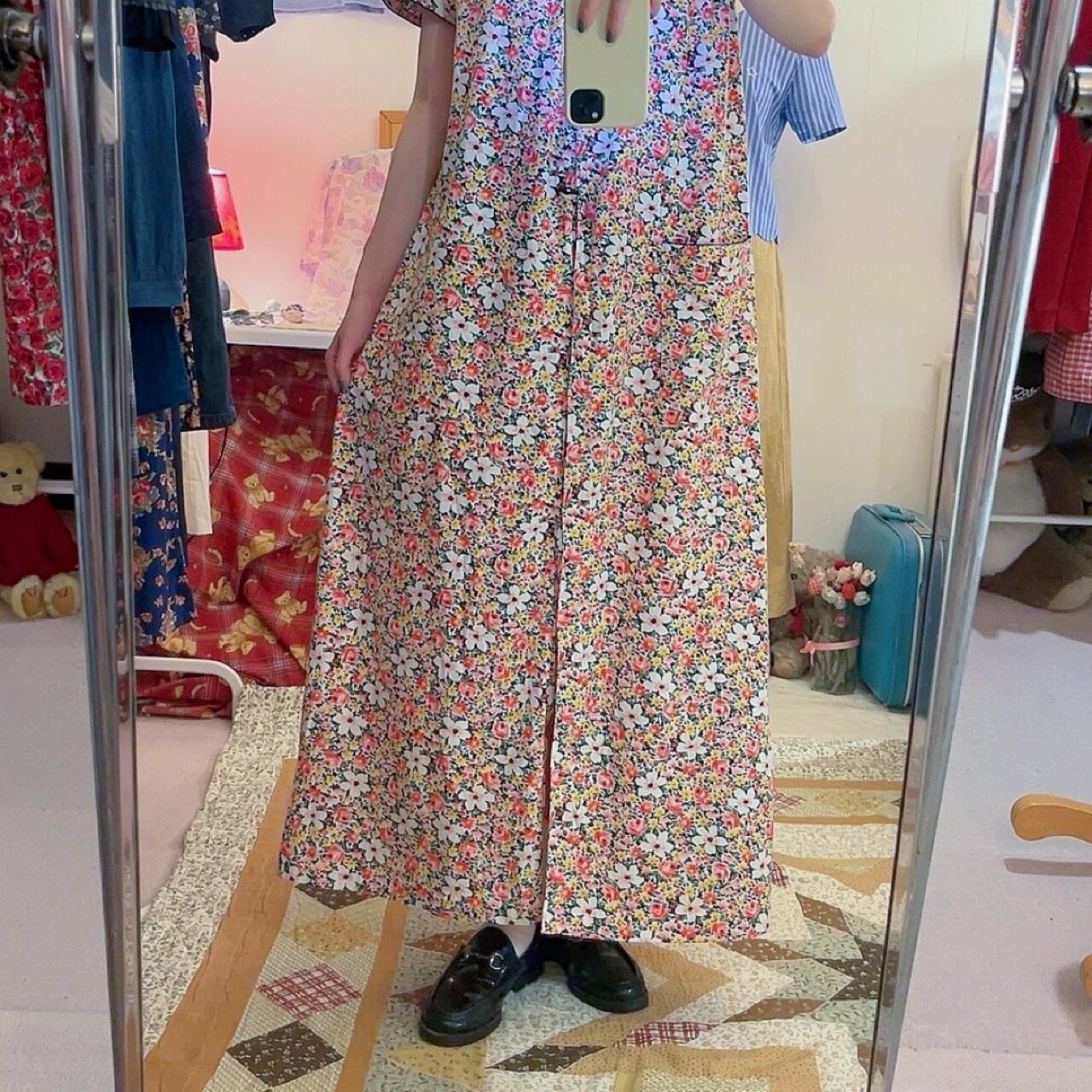 flower toggle button neglige one-piece