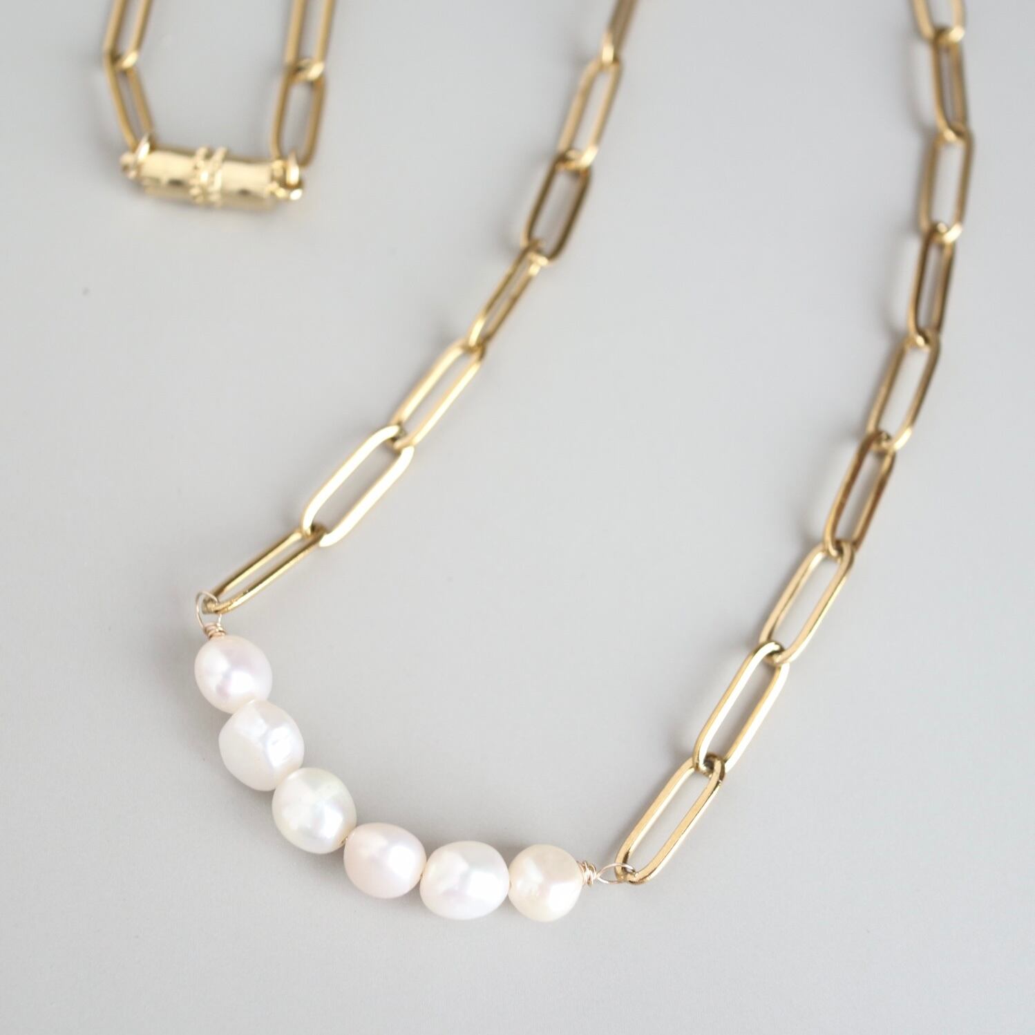 【ネックレス】淡水パールサージカルステンレス/ゴールド