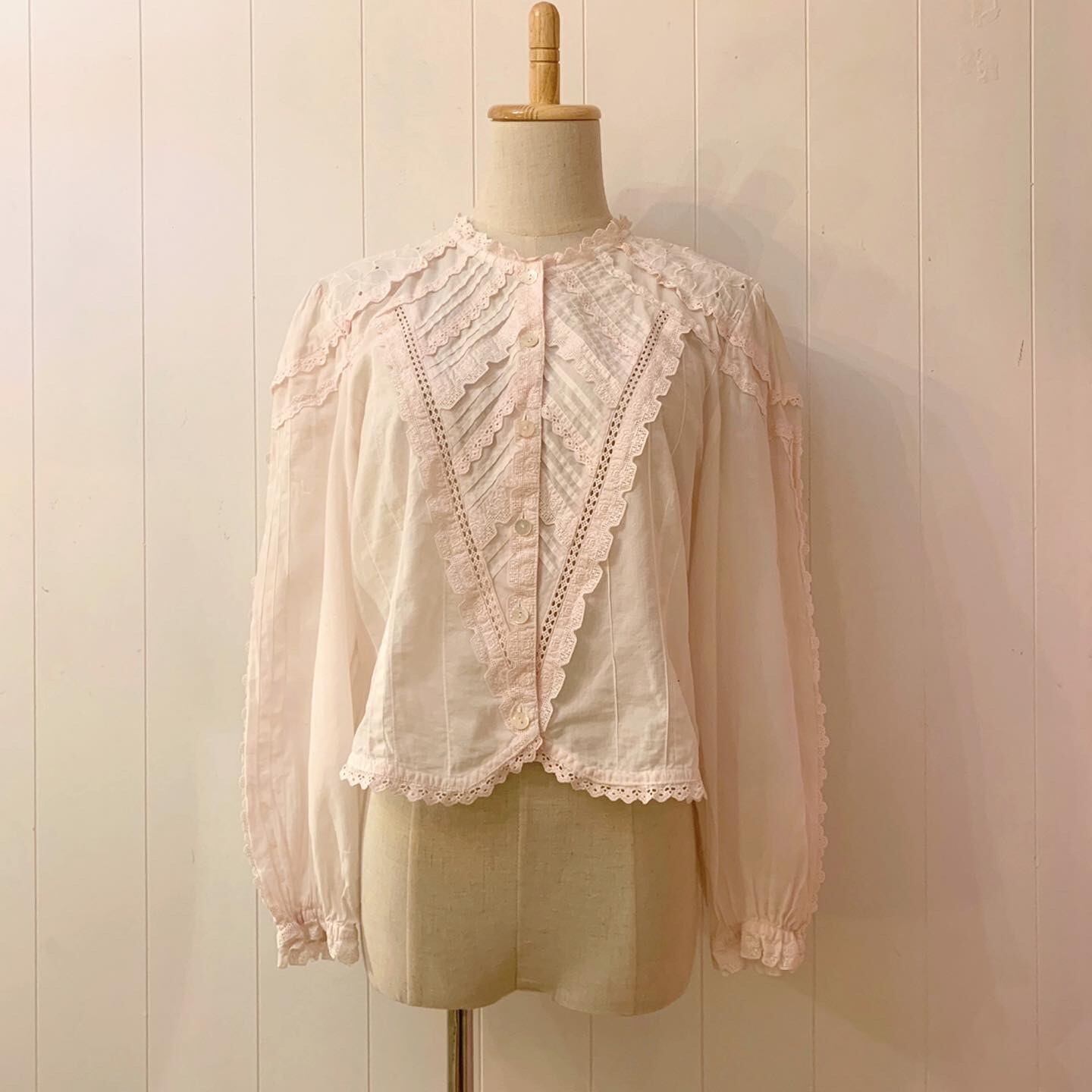 blossom pink cotton lace blouse