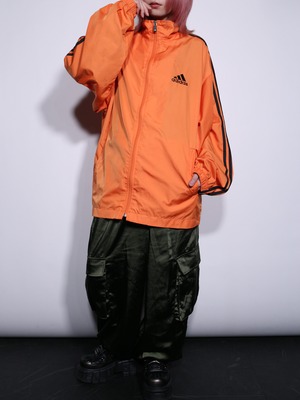 ”adidas” 刺繍 orange×black nylon jacket