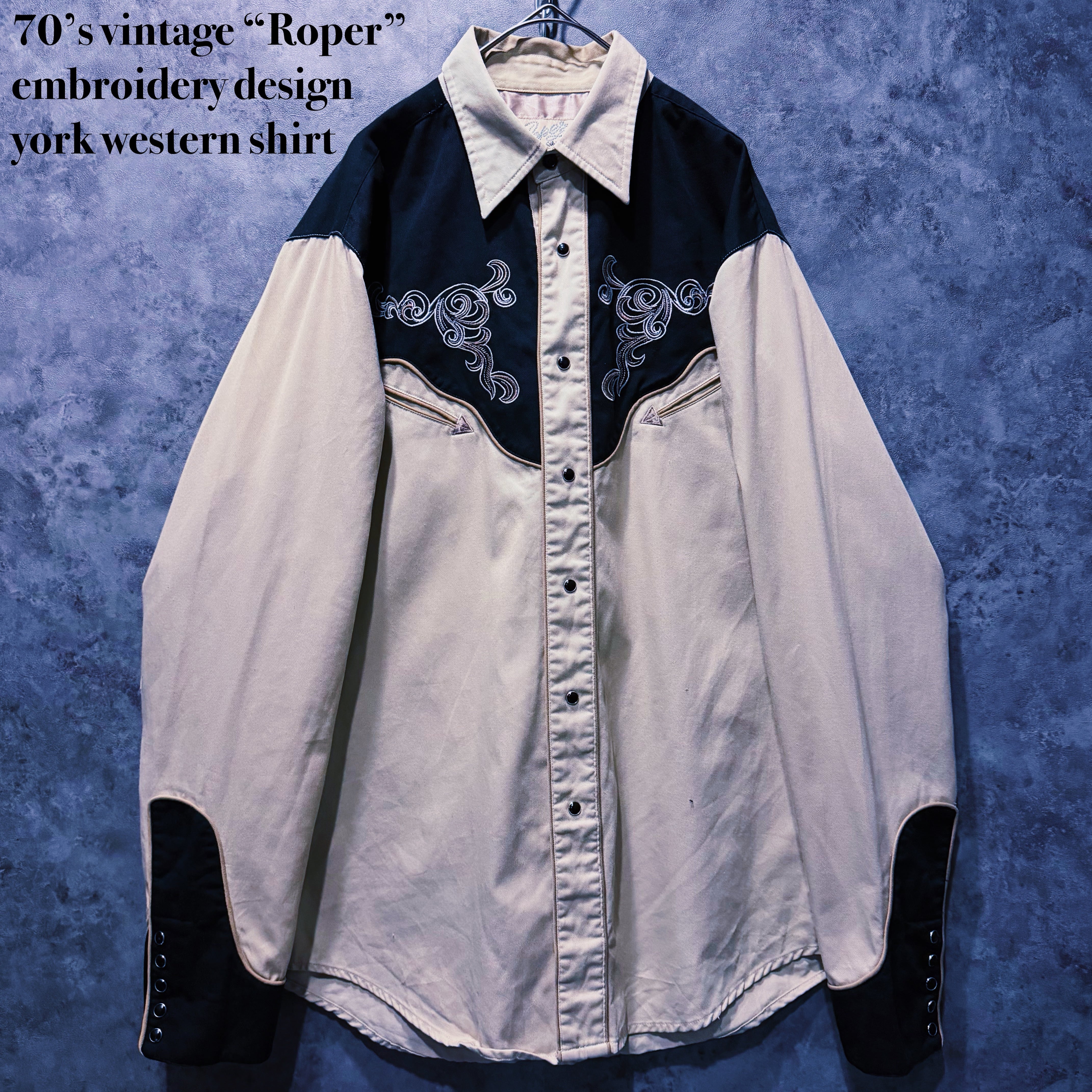 【doppio】70’s vintage “Roper” embroidery design york western shirt