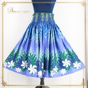 フラダンス 衣装 パウスカート パープル系 フラ ダンス レッスン シングル アロハ 花柄 ハワイアン 練習 華やか 紫 白 緑 ハワイアンプリント スカート ふんわり ホワイト系 グリーン系