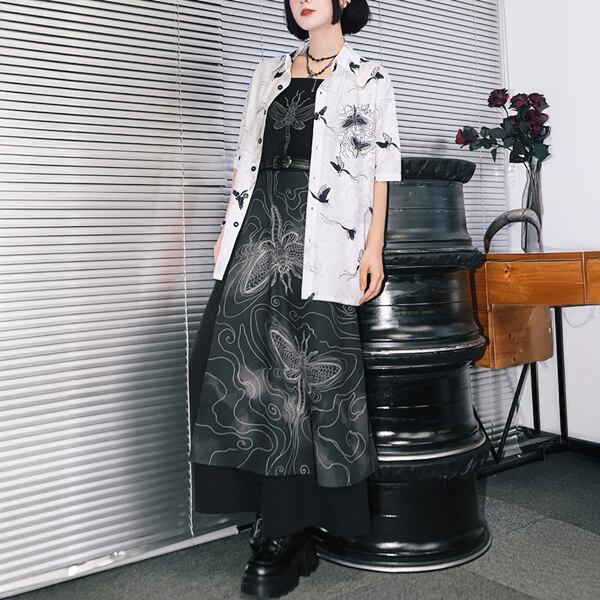 ダークモスバタフライ ダブルレイヤー袴ワイドパンツ(ruf_02990)