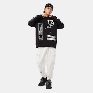 送料無料【HIPANDA ハイパンダ】メンズ フーディー スウェット MEN'S GRAFFITI PRINT HOODIE SWEAT SHIRT / BLACK